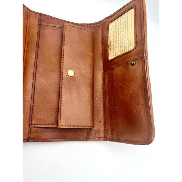Patricia Nash Terresa Wallet Brown Rust Woven Leather Classic Preppy - Picture 4 of 8